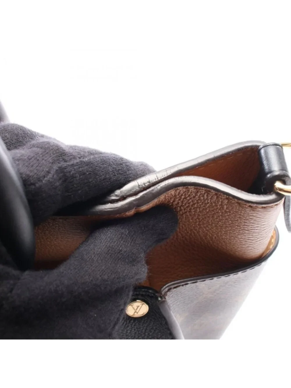 Louis Vuitton Handbag on My Side MM Monogram Noir Leather Canvas